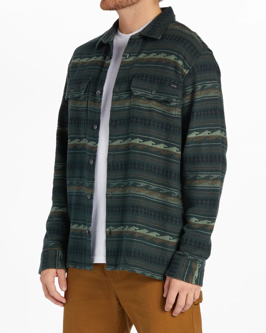 Offshore Jacquard Flannel Long Sleeve Shirt - Dark Forest