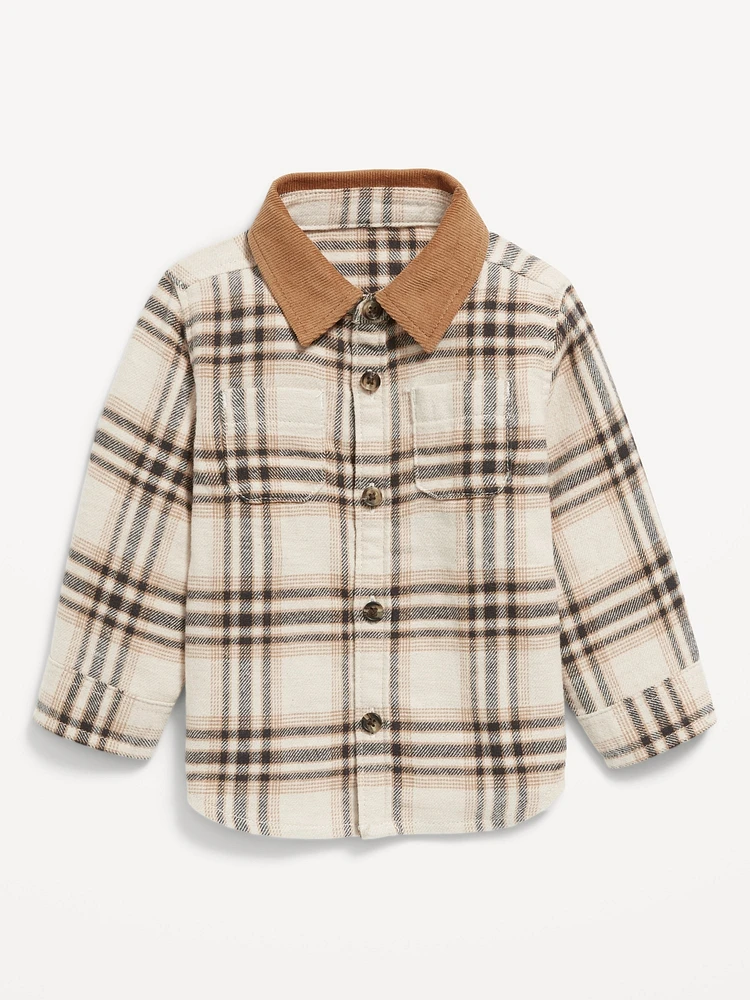 Old Navy Long-Sleeve Corduroy-Trim Flannel Shirt for Baby