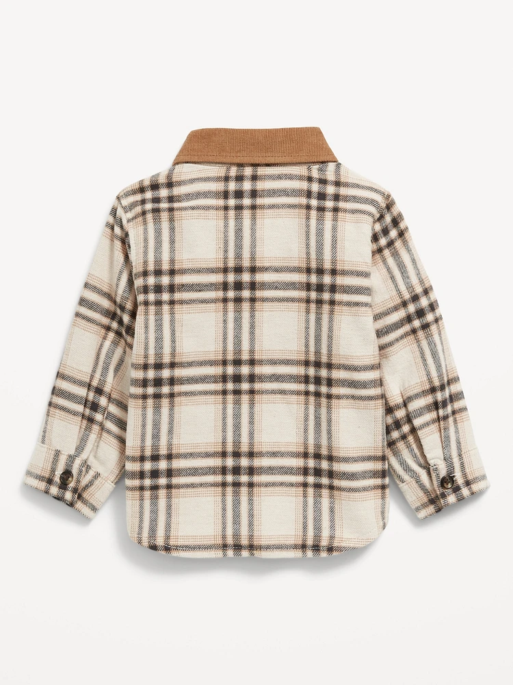 Old Navy Long-Sleeve Corduroy-Trim Flannel Shirt for Baby