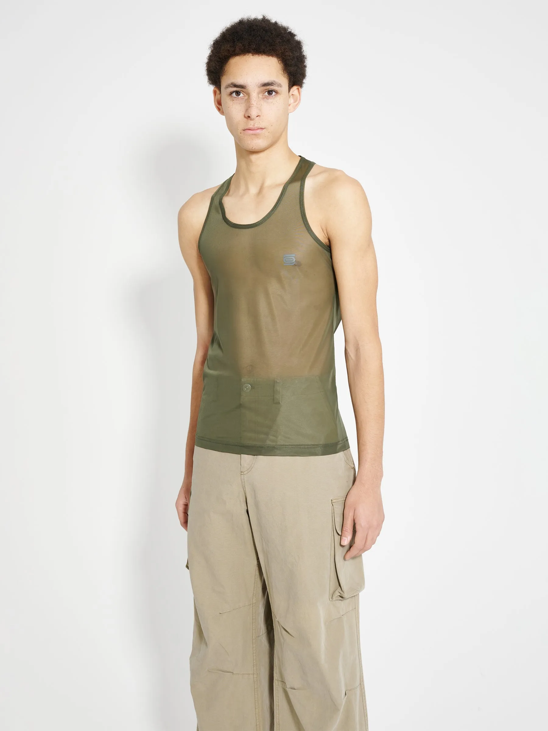 Olly Shinder Sheer Racerback Vest Green