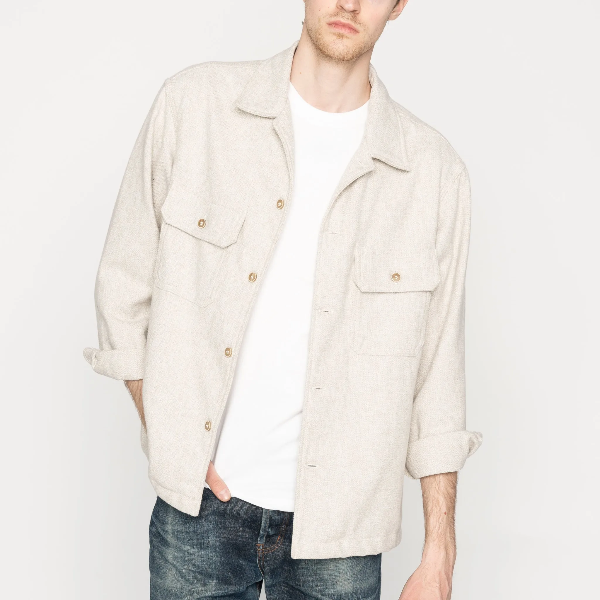 Over Shirt - Triple Yarn Twist Brushed Flannel - Ivory