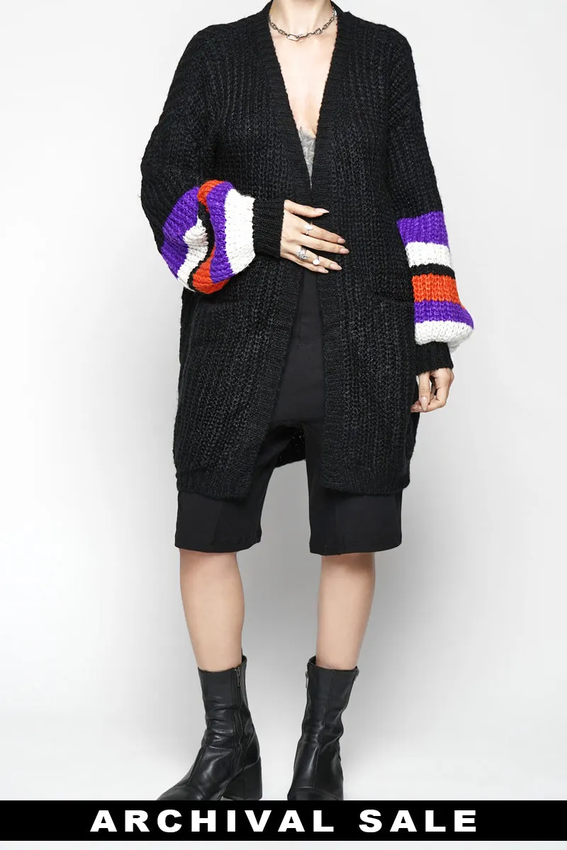 Oversize Black and Purple Cardigan