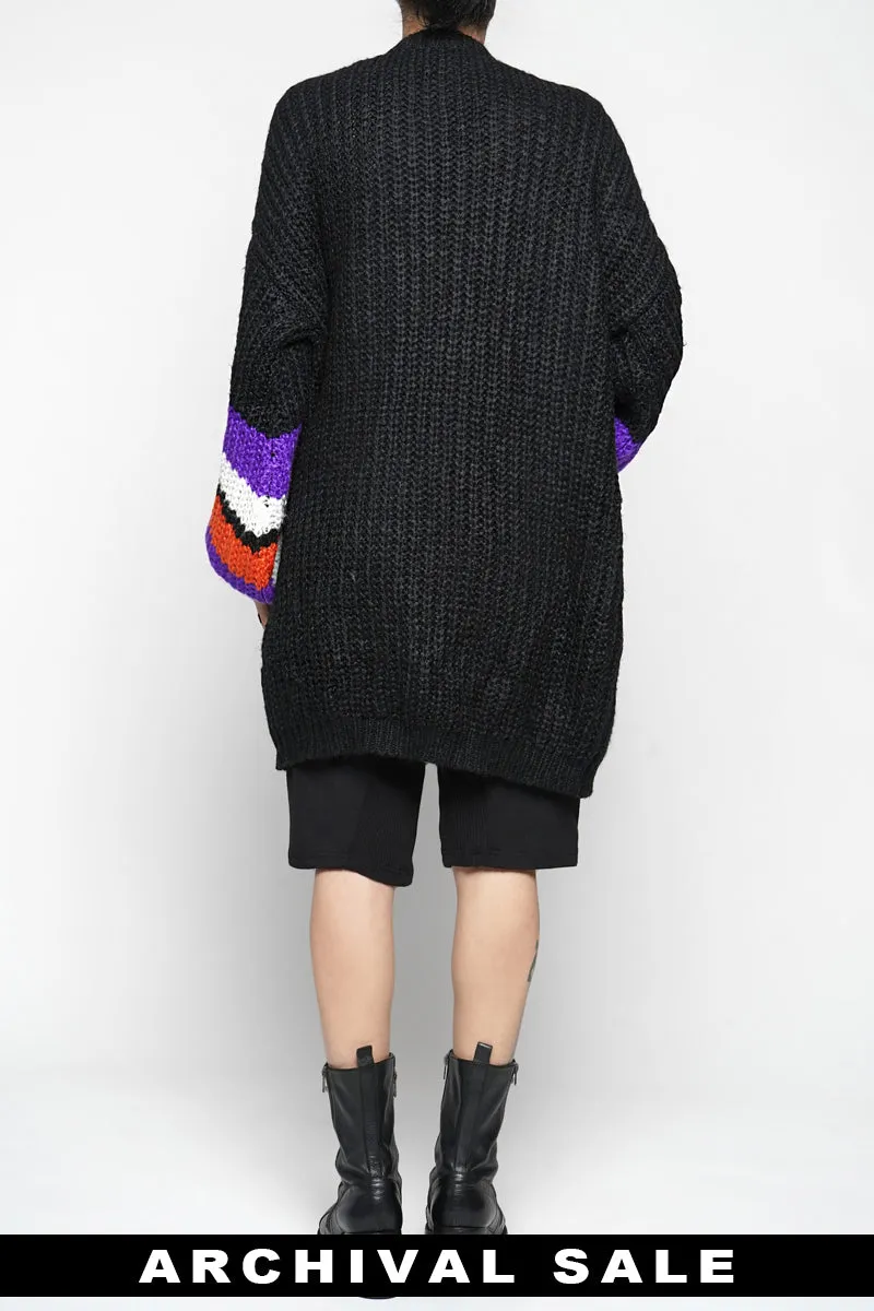 Oversize Black and Purple Cardigan