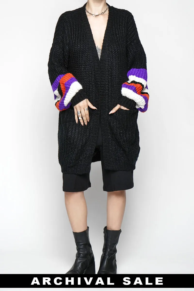 Oversize Black and Purple Cardigan