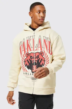 Oversized Bear Zip Through Hoodie