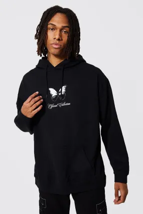 Oversized Butterfly Print Hoodie