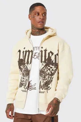 Oversized Butterfly Zip Through Hoodie