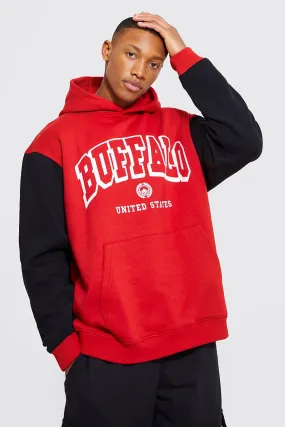 Oversized Colour Block Buffalo Hoodie