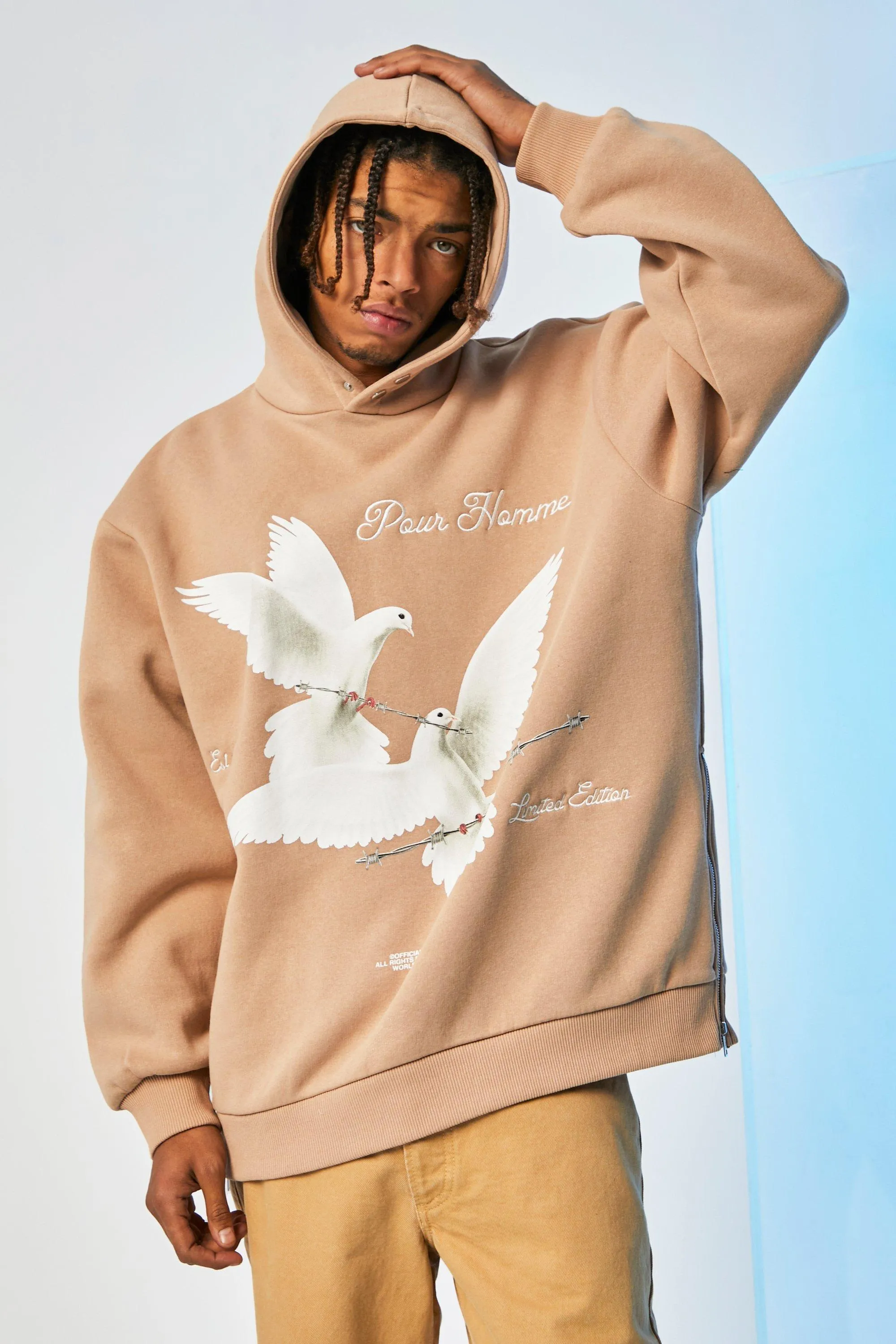 Oversized Dove Zip Hem Hoodie