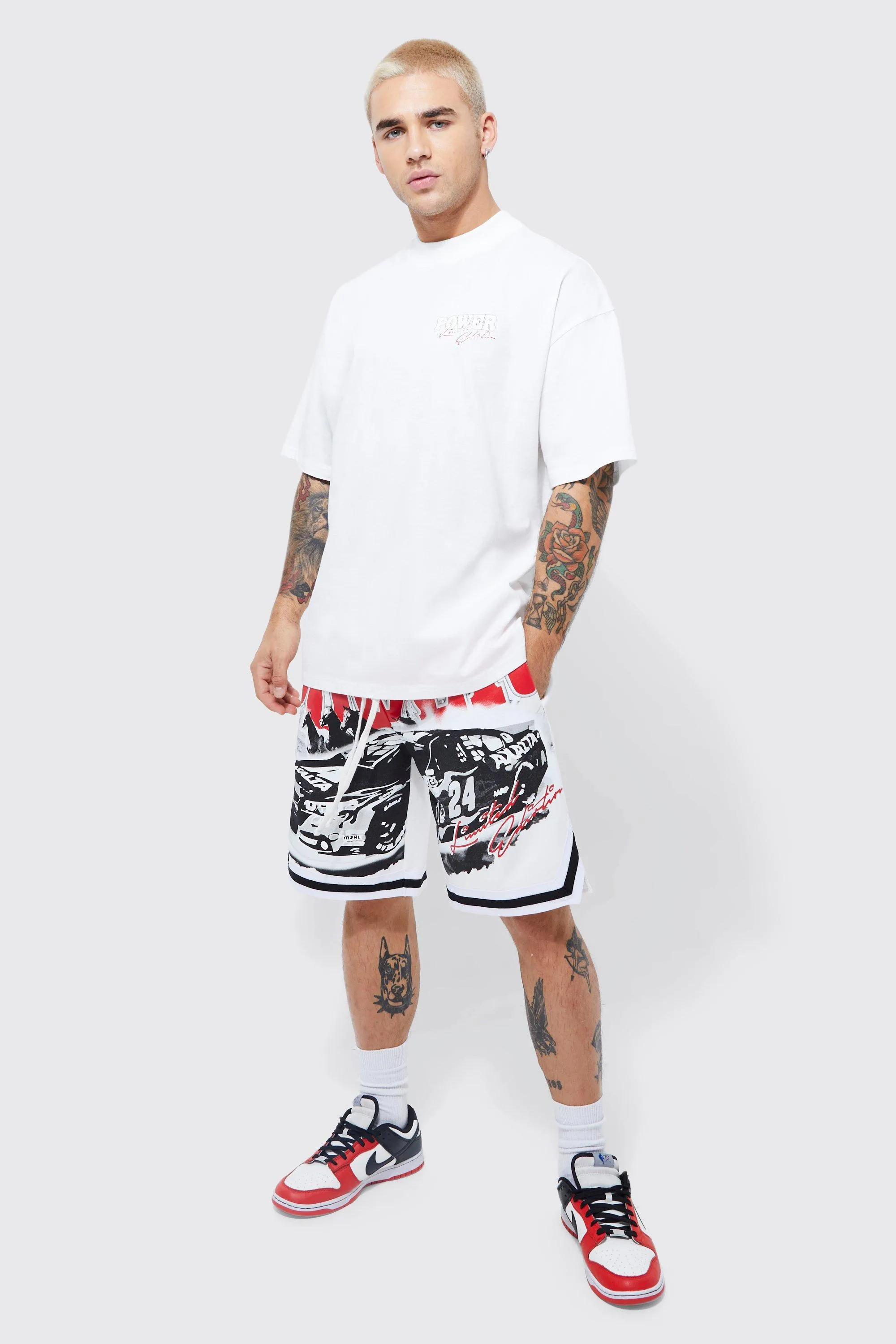 Oversized Homme Basketball T-shirt And Short Set | boohooMAN UK