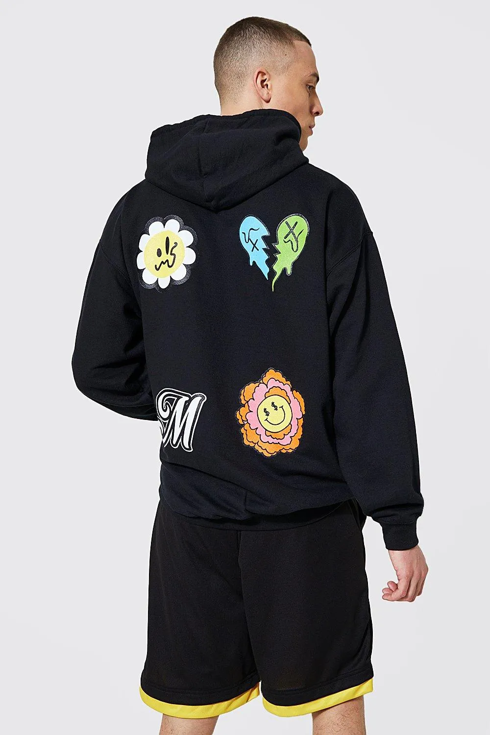 Oversized Multi Placement Graphic Hoodie