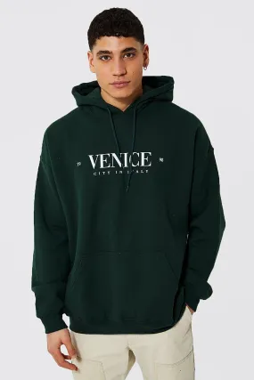 Oversized Venice Print Hoodie