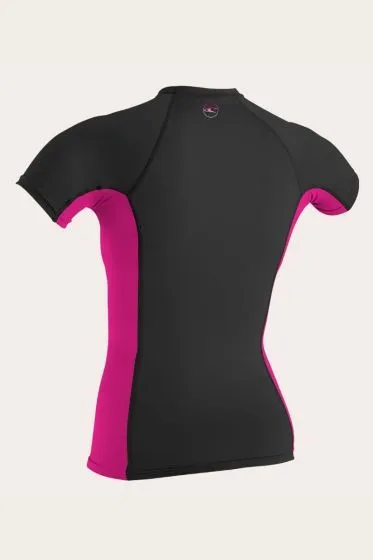 O'Neill Womens Premium Skins Short Sleeve Rash Vest - Black/Berry