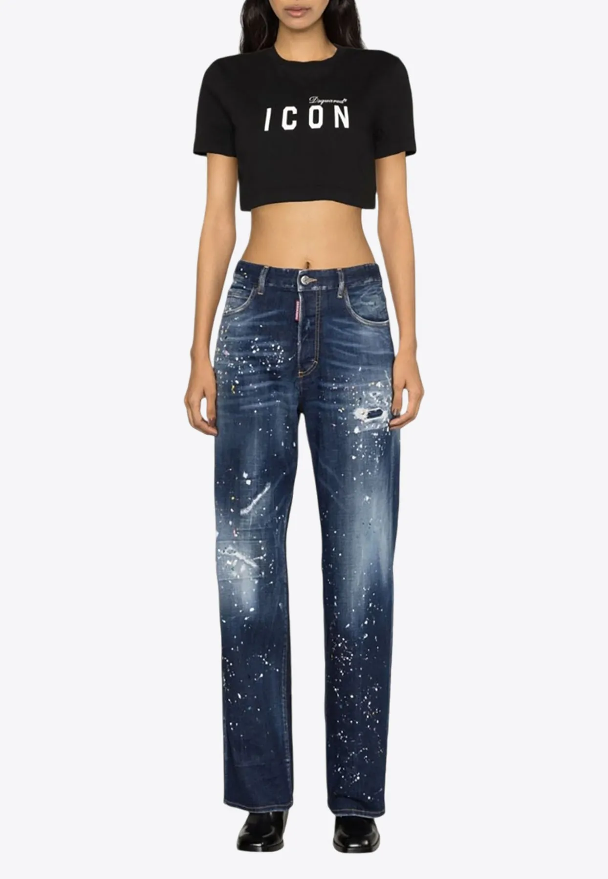 Paint Splatter Washed Jeans