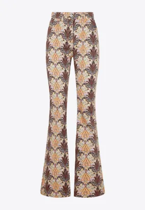 Paisley-Print Flared Jeans