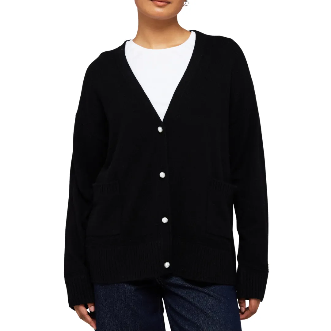 PENNY ROLL EDGE CARDIGAN BLACK