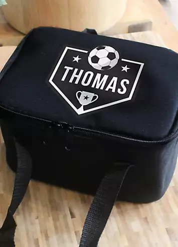 Personalised Momento Personalised Football Black Lunch Bag | Grattan