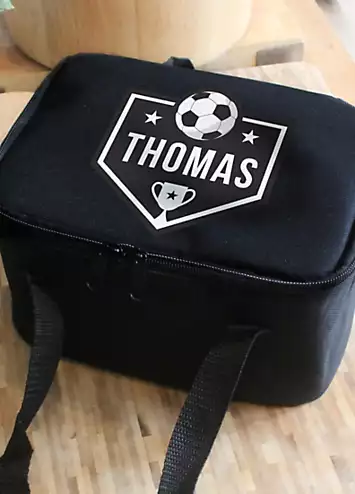 Personalised Momento Personalised Football Black Lunch Bag | Grattan