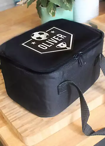 Personalised Momento Personalised Football Black Lunch Bag | Grattan