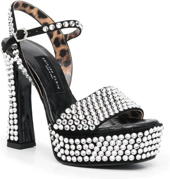 Philipp Plein Strass crystal-embellished 140mm sandals Black