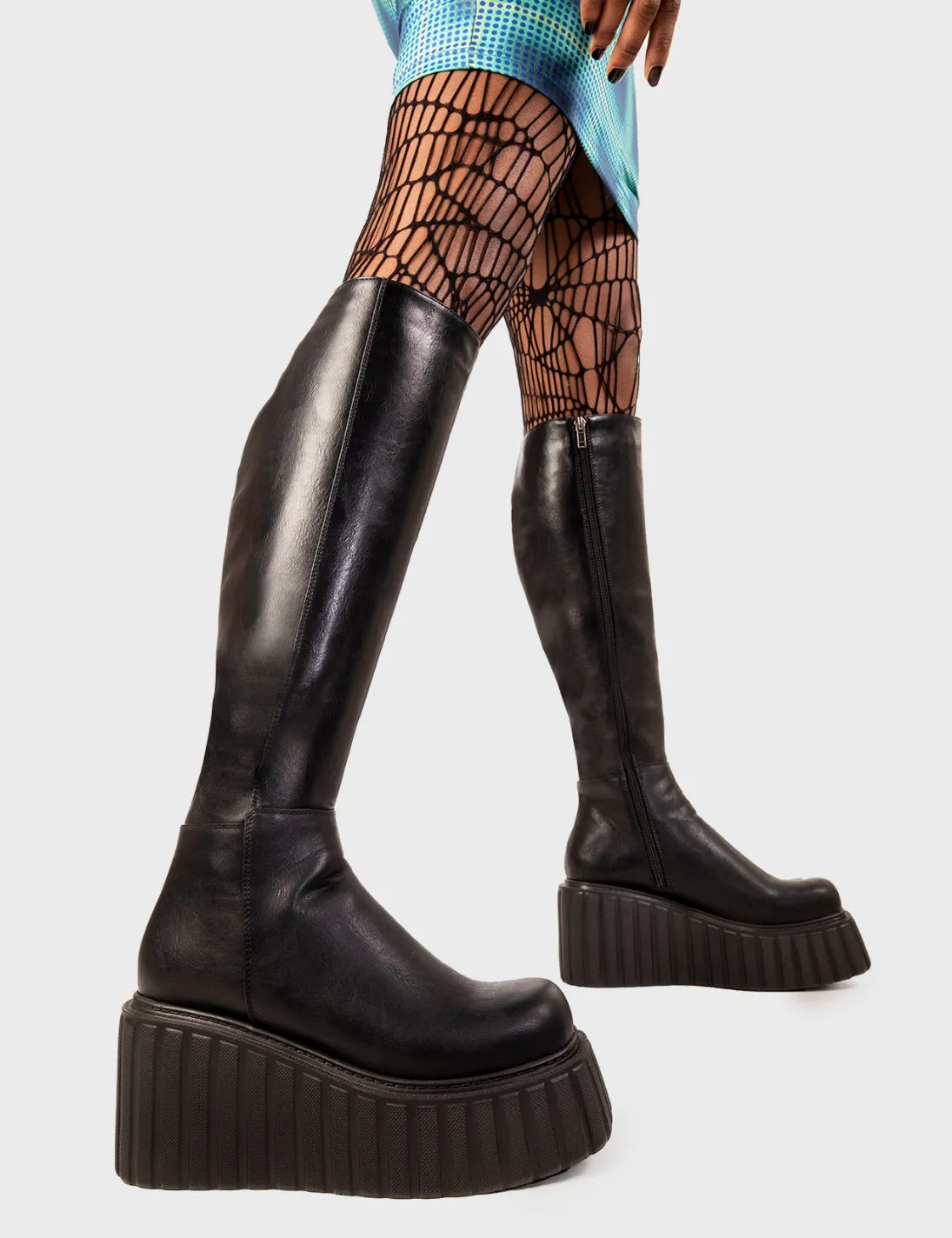 Pillow Talk Chunky Creeper Platform Knee High Boots