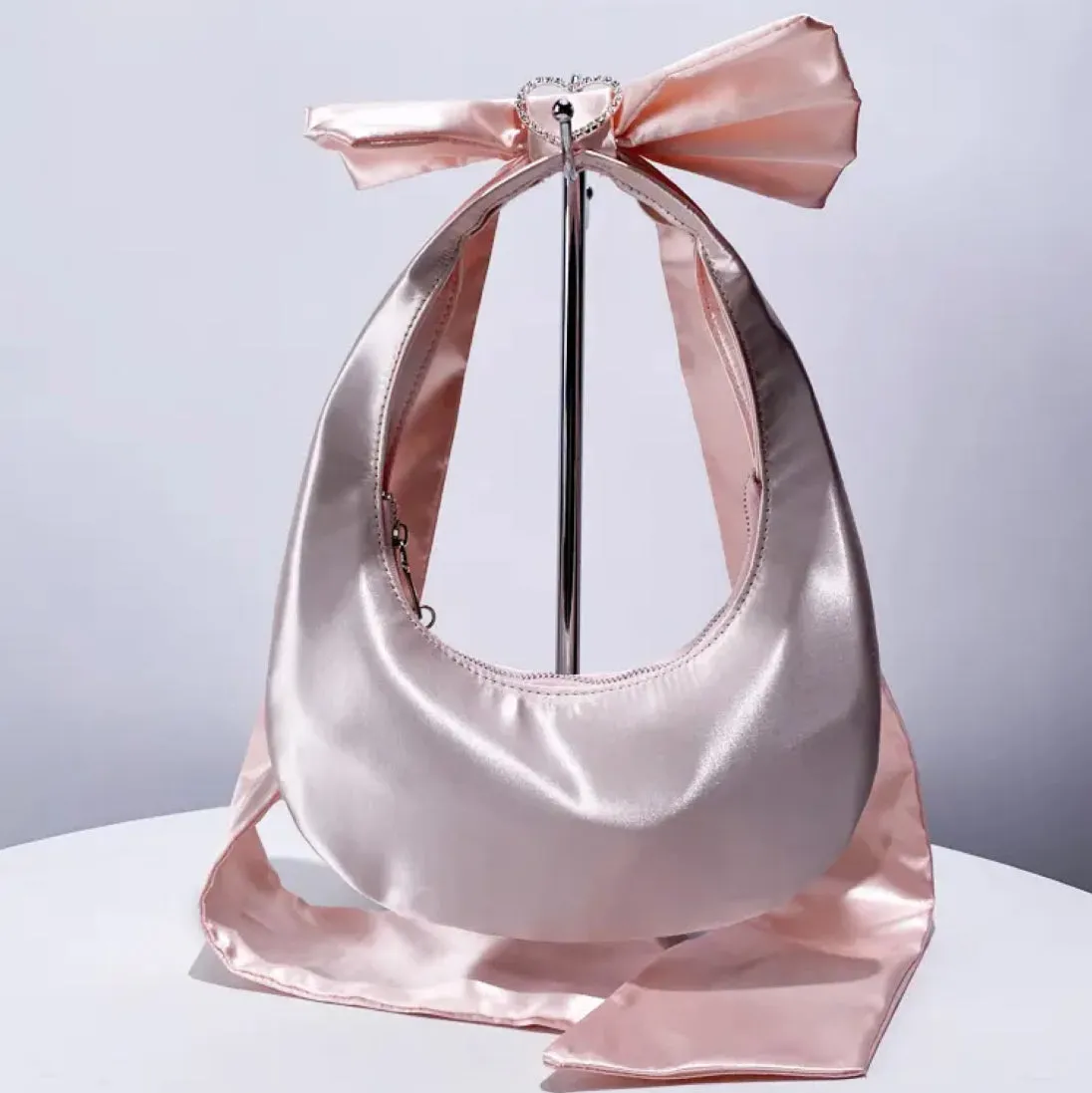 Pink Satin Bow Bag