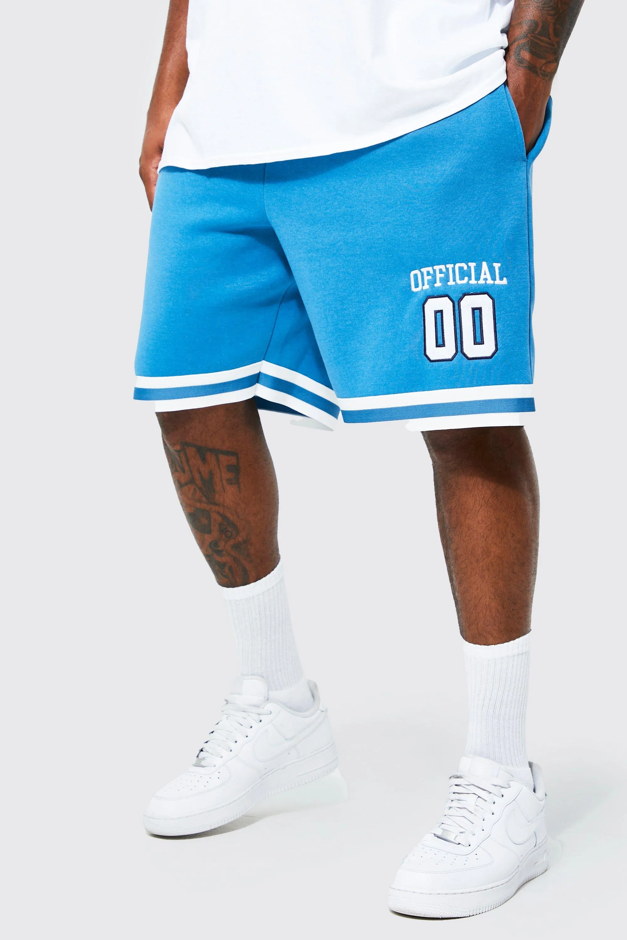 Plus Basketball Varsity Applique Jersey Shorts