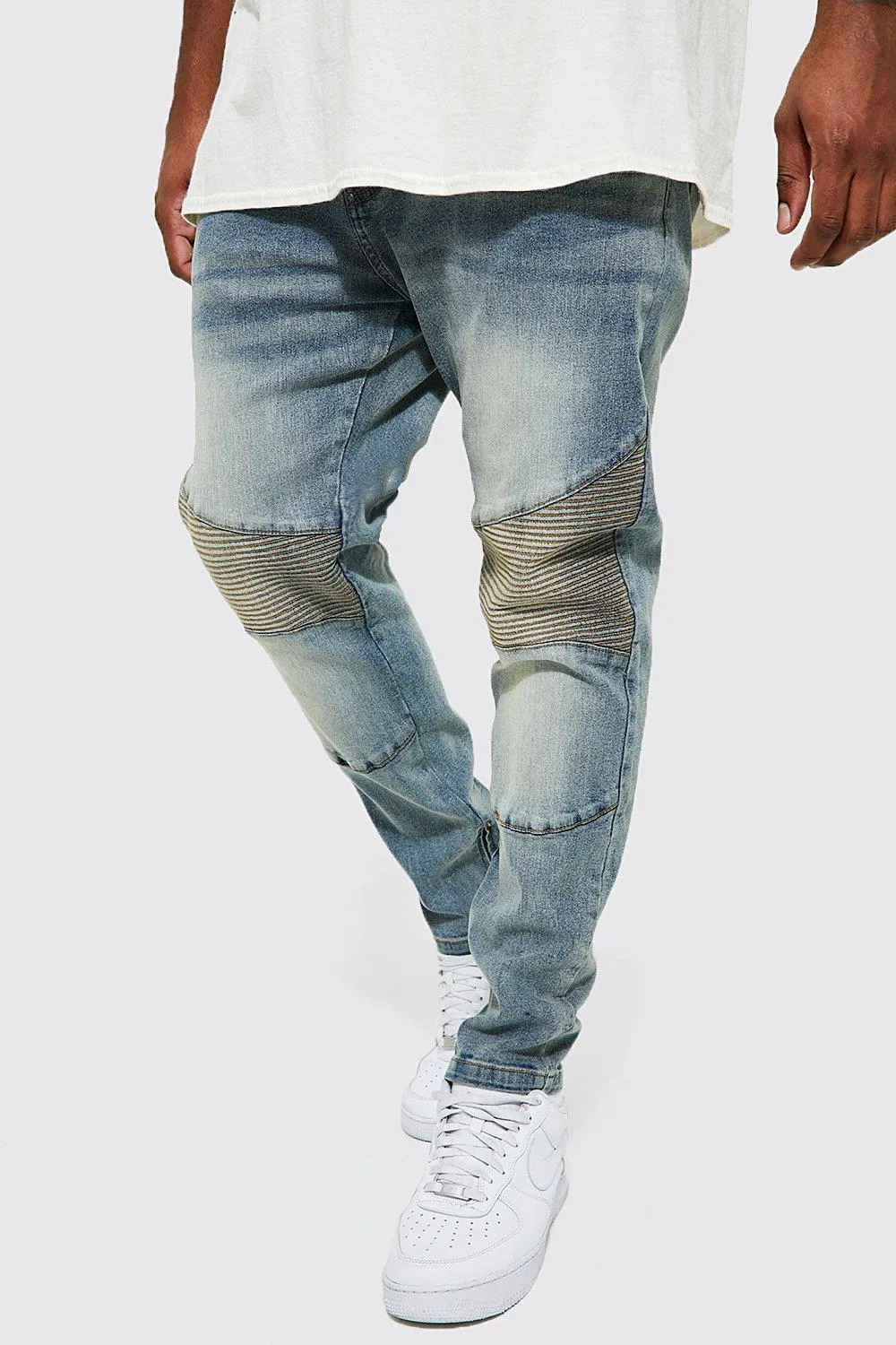 Plus Super Skinny Fit Biker Jeans With Zip Hem