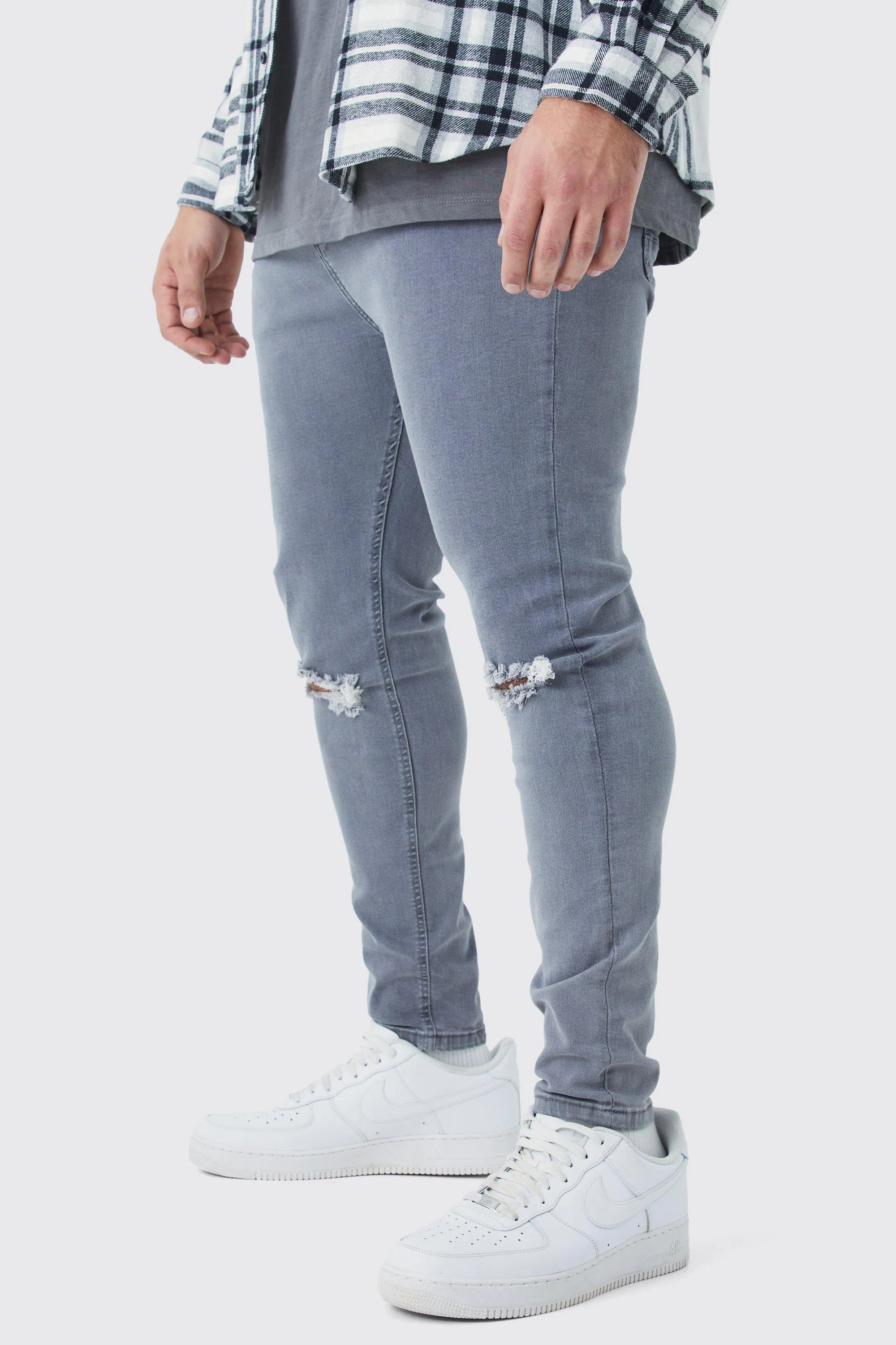 Plus Super Skinny Stretch Ripped Knee Jeans