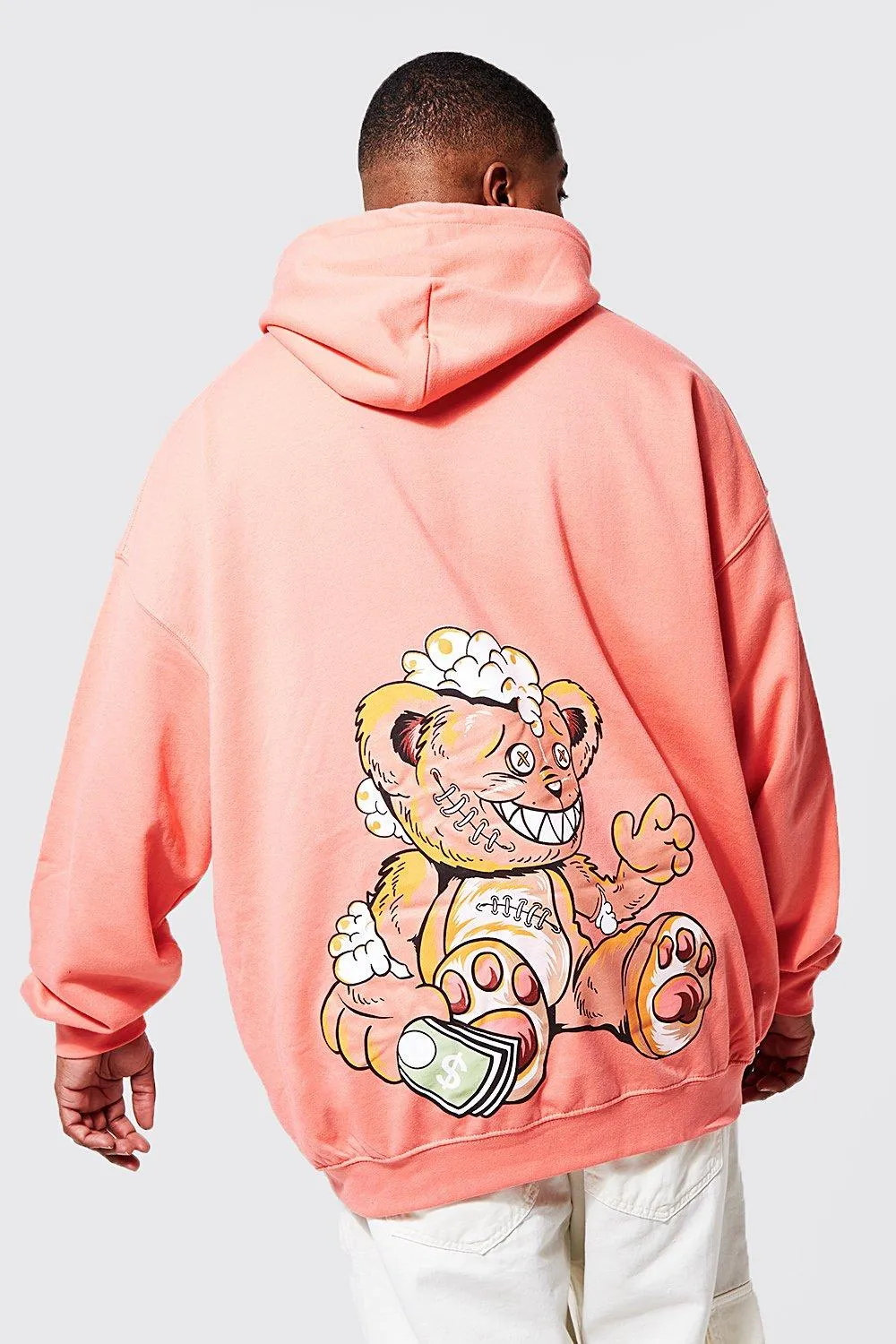 Plus Teddy Back Print Hoodie