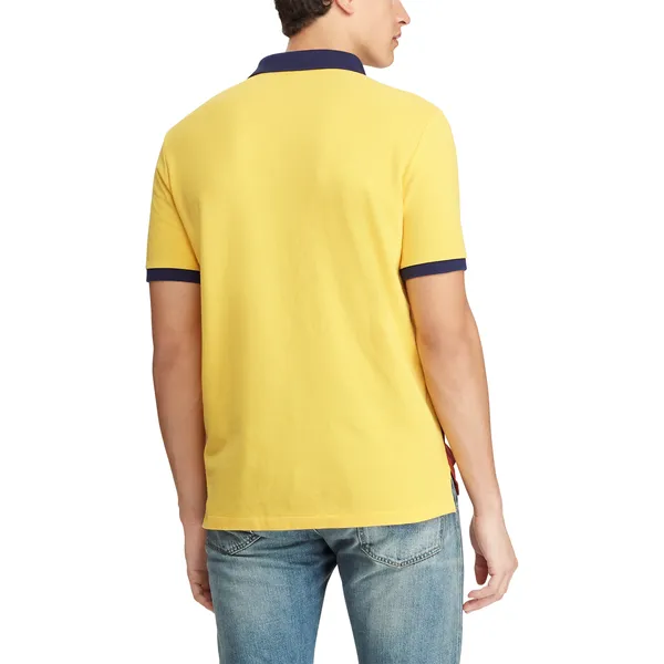 POLO RALPH LAUREN Custom Slim Fit Mesh Polo, Canary Yellow/ Multi