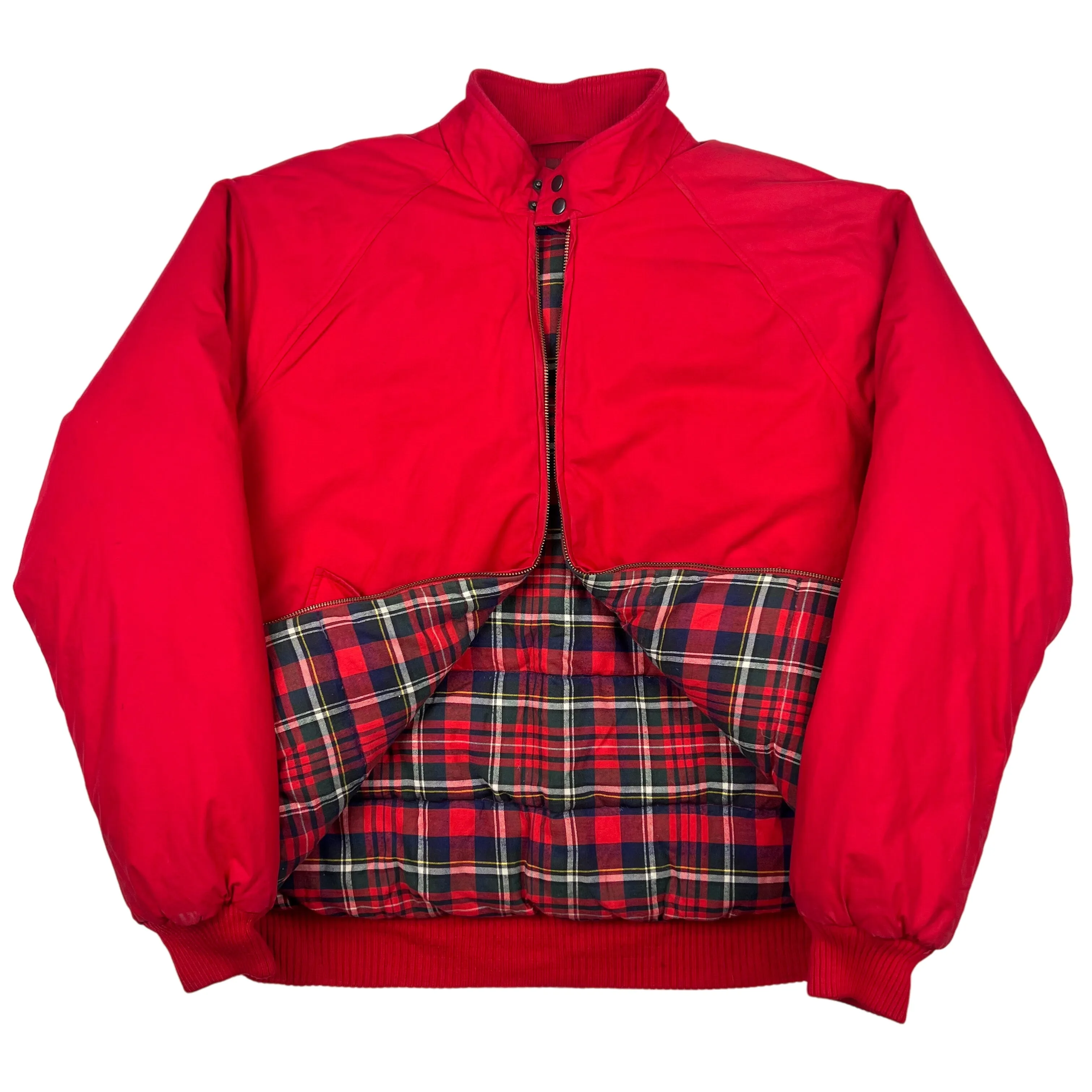 Polo Ralph Lauren Plaid Lined Bomber Puffer Jacket Red