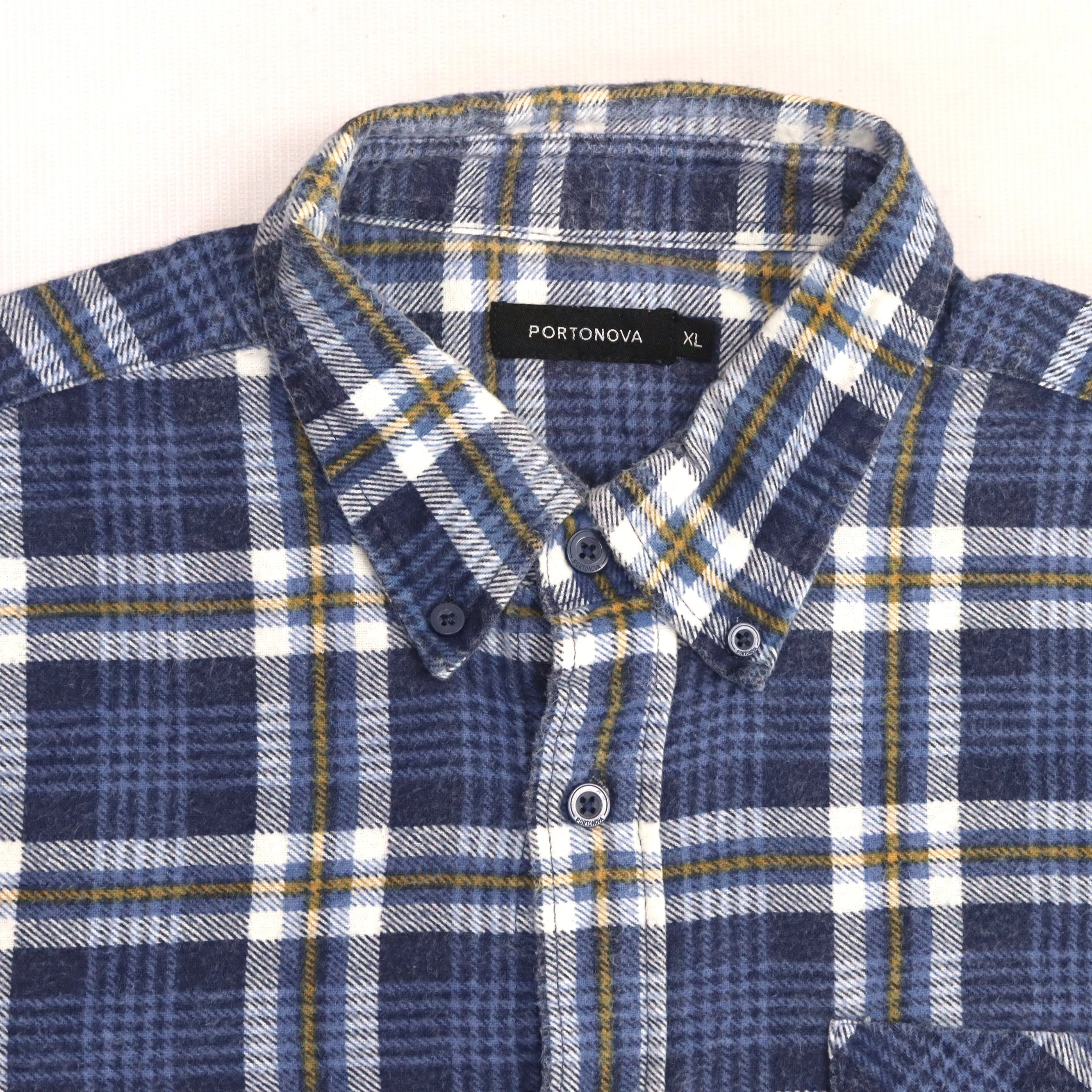 Portonova Checkered Flannel Shirt Blue Beige