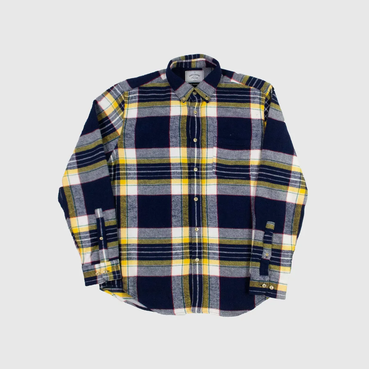 Portuguese Flannel Equi Check ESP Shirt - Navy / Yellow / Green