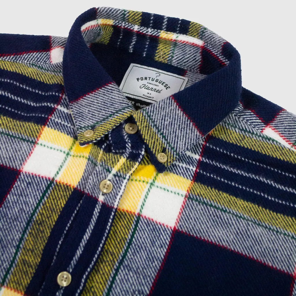 Portuguese Flannel Equi Check ESP Shirt - Navy / Yellow / Green