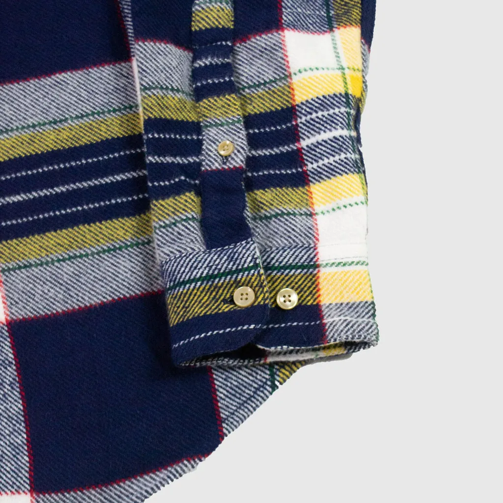 Portuguese Flannel Equi Check ESP Shirt - Navy / Yellow / Green