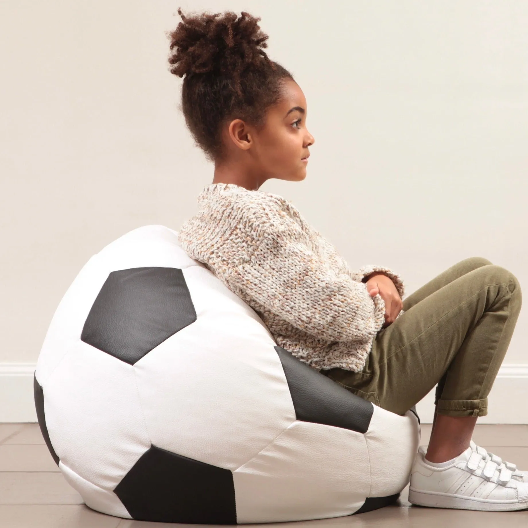 Pouf Football Small - 55x35cm - Noir/Blanc