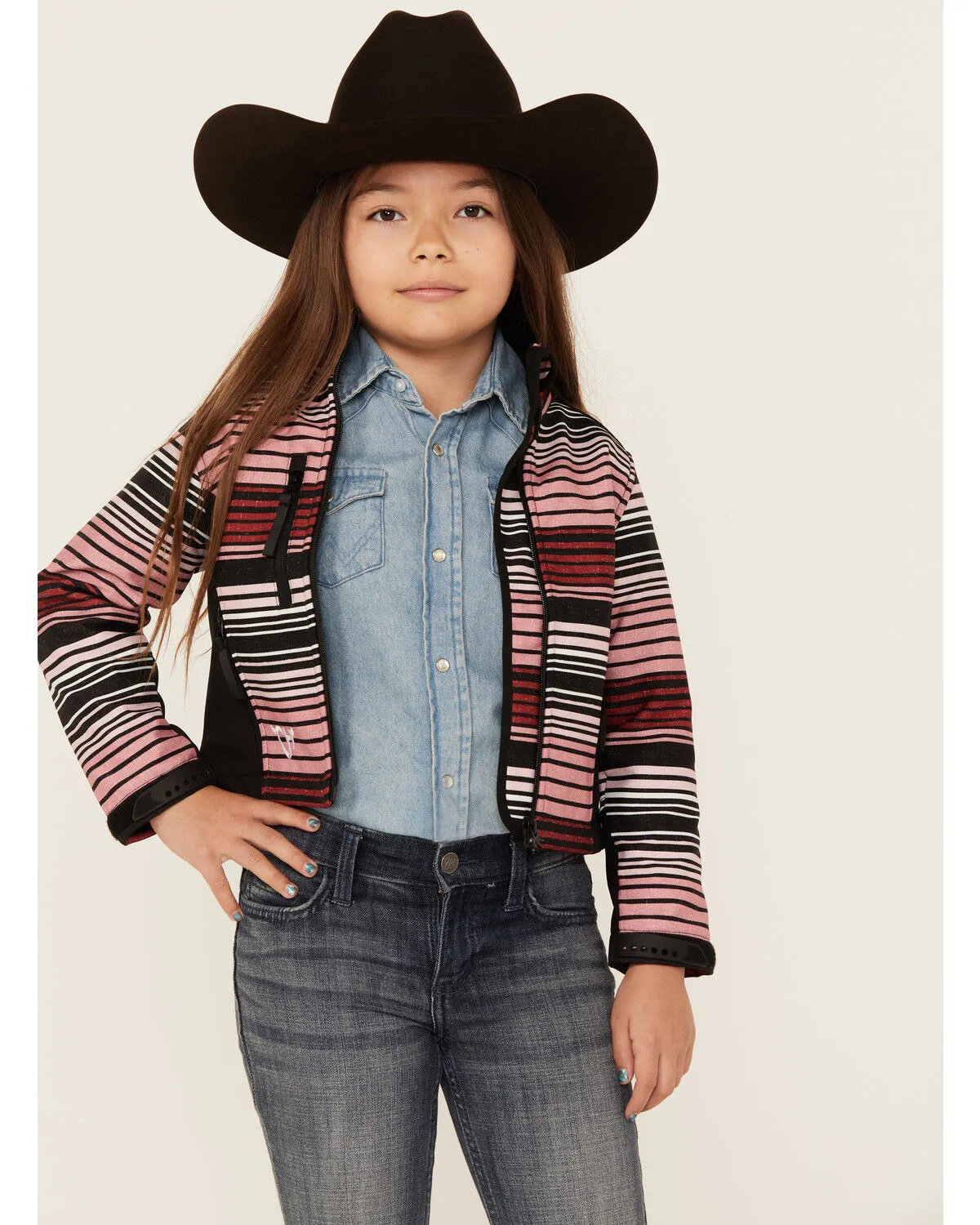 Product Name:  Cowgirl Hardware Girls' Desert Serape Striped Poly Shell Jacket