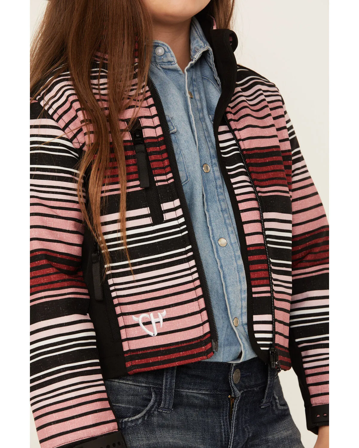 Product Name:  Cowgirl Hardware Girls' Desert Serape Striped Poly Shell Jacket