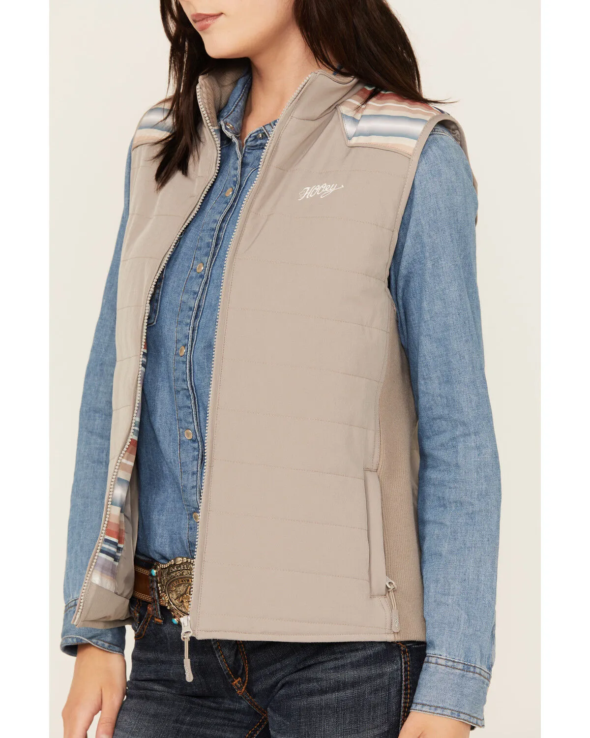 Product Name:  Hooey Women's Serape Yoke Full Zip Packable Vest