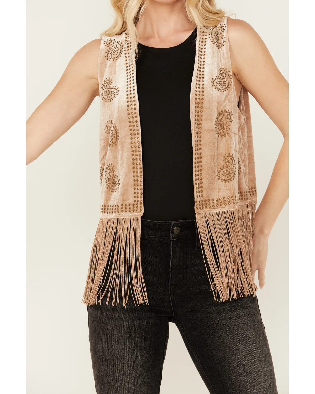 Product Name:  Vocal Women's Studded Faux Suede Fringe Vest