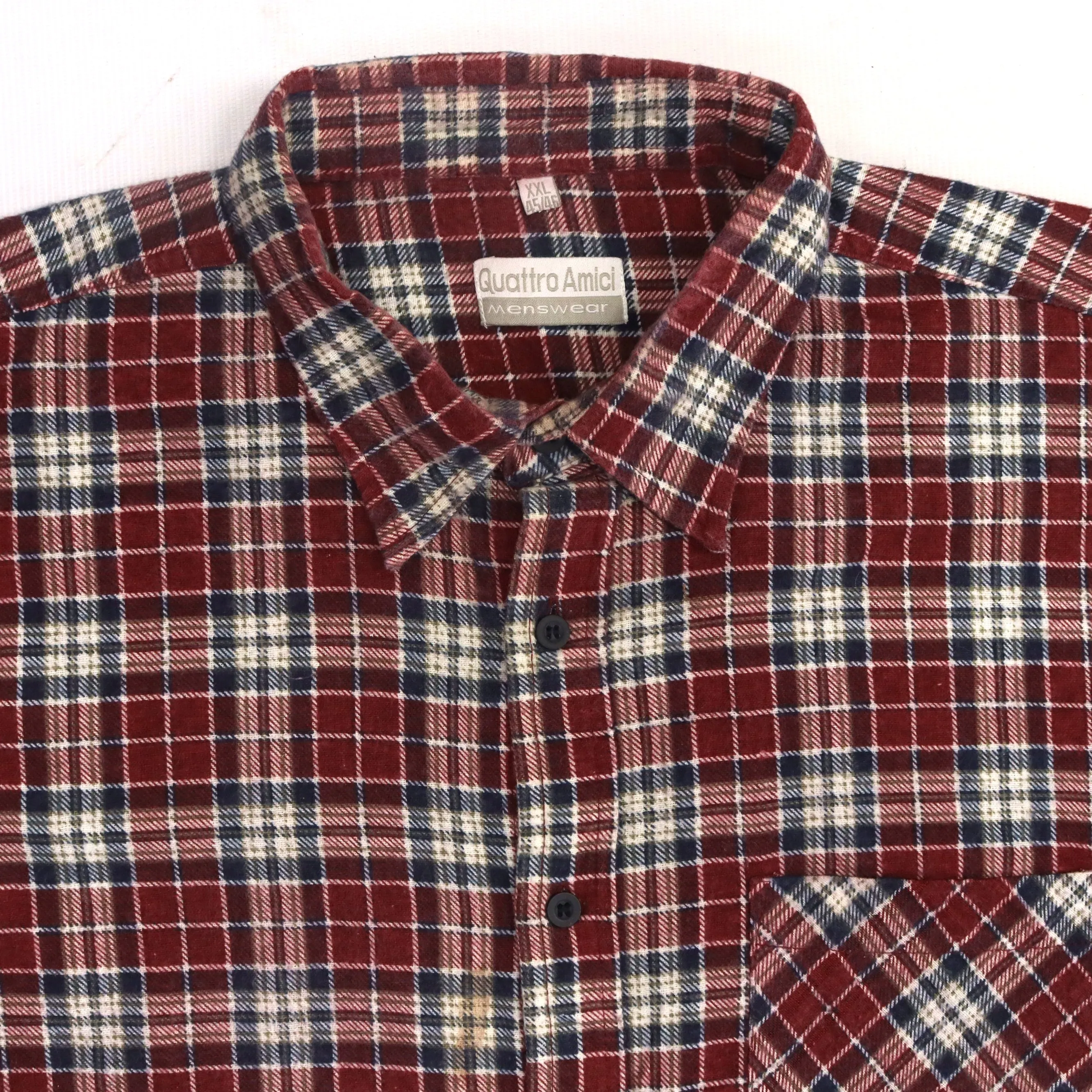 Quattro Amici Checkered Flannel Shirt Red Beige Navy