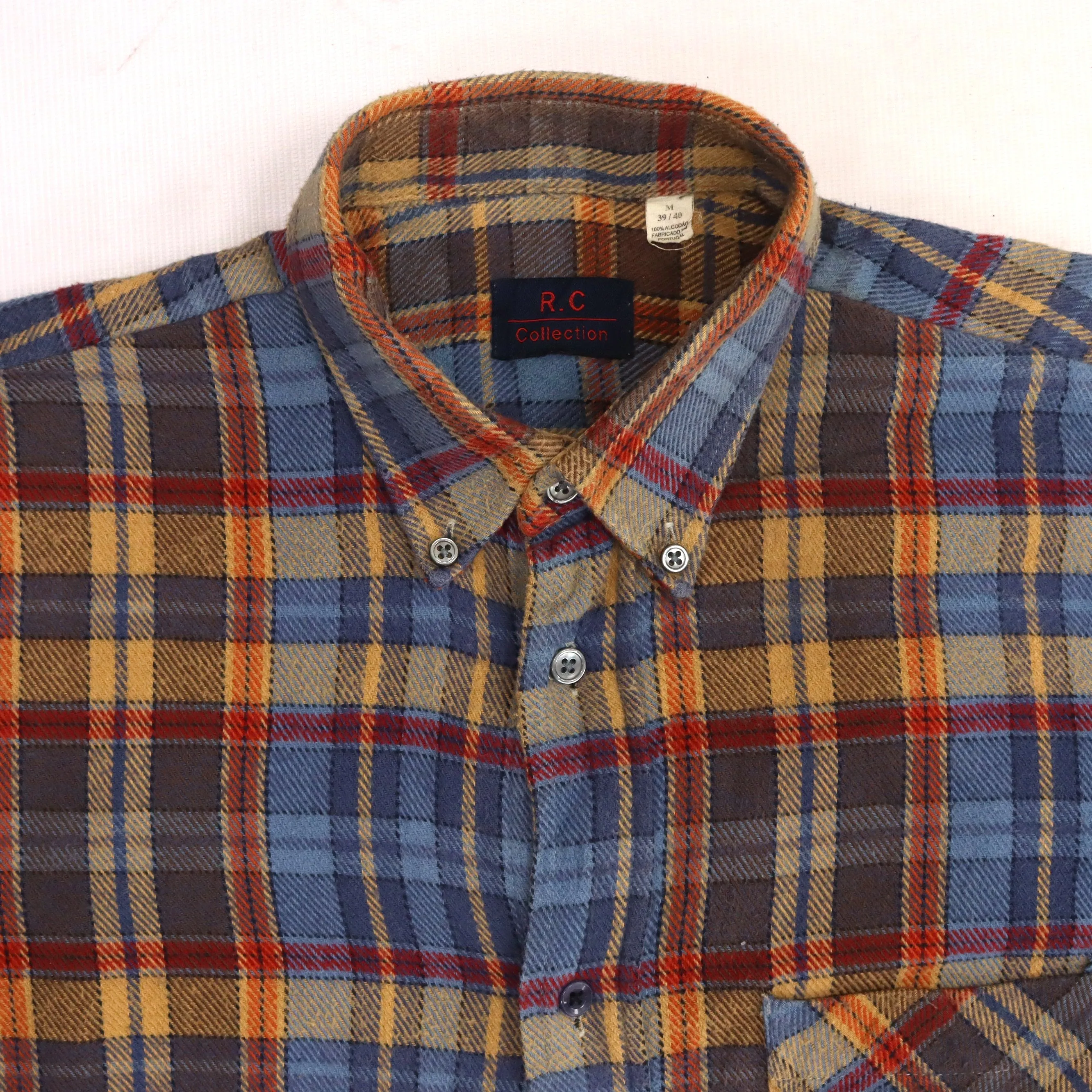 R.C Collection Checkered Flannel Shirt Blue Brown Yellow