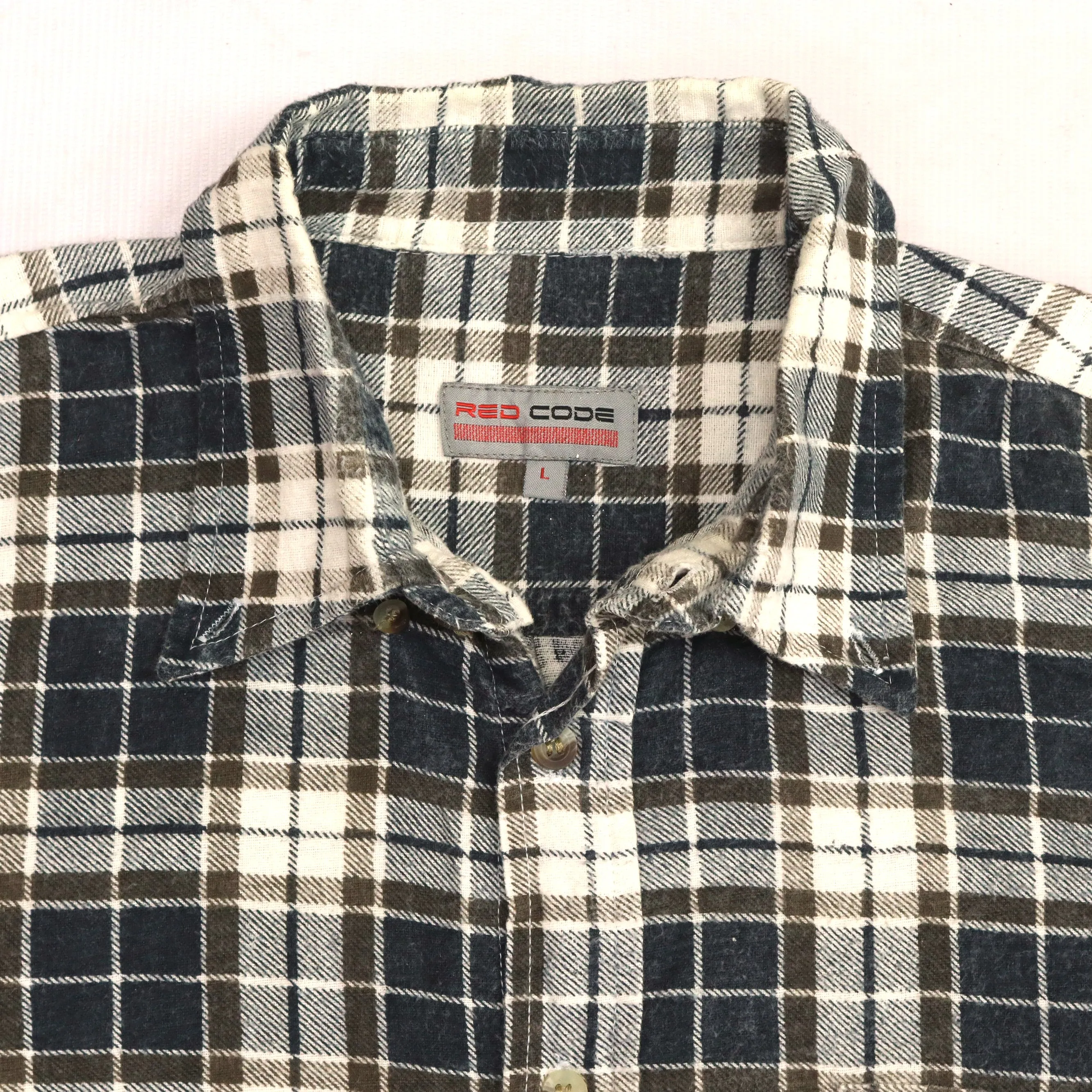 Red Code Checkered Flannel Shirt Beige Navy