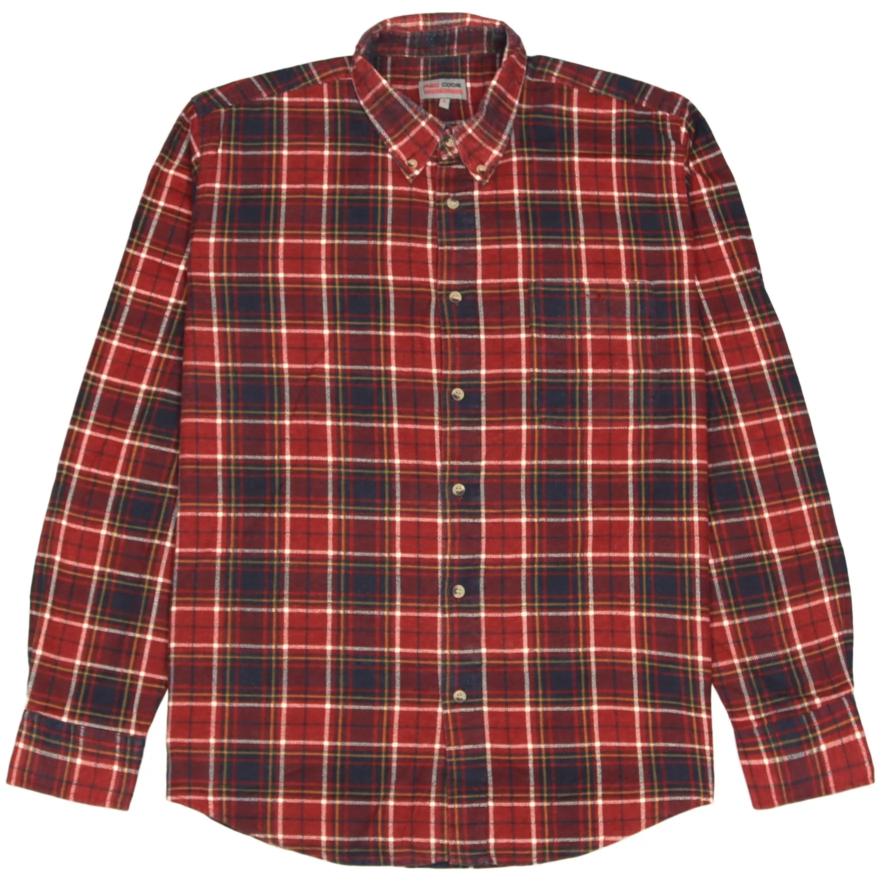 Red Code Checkered Flannel Shirt Navy Red Yellow