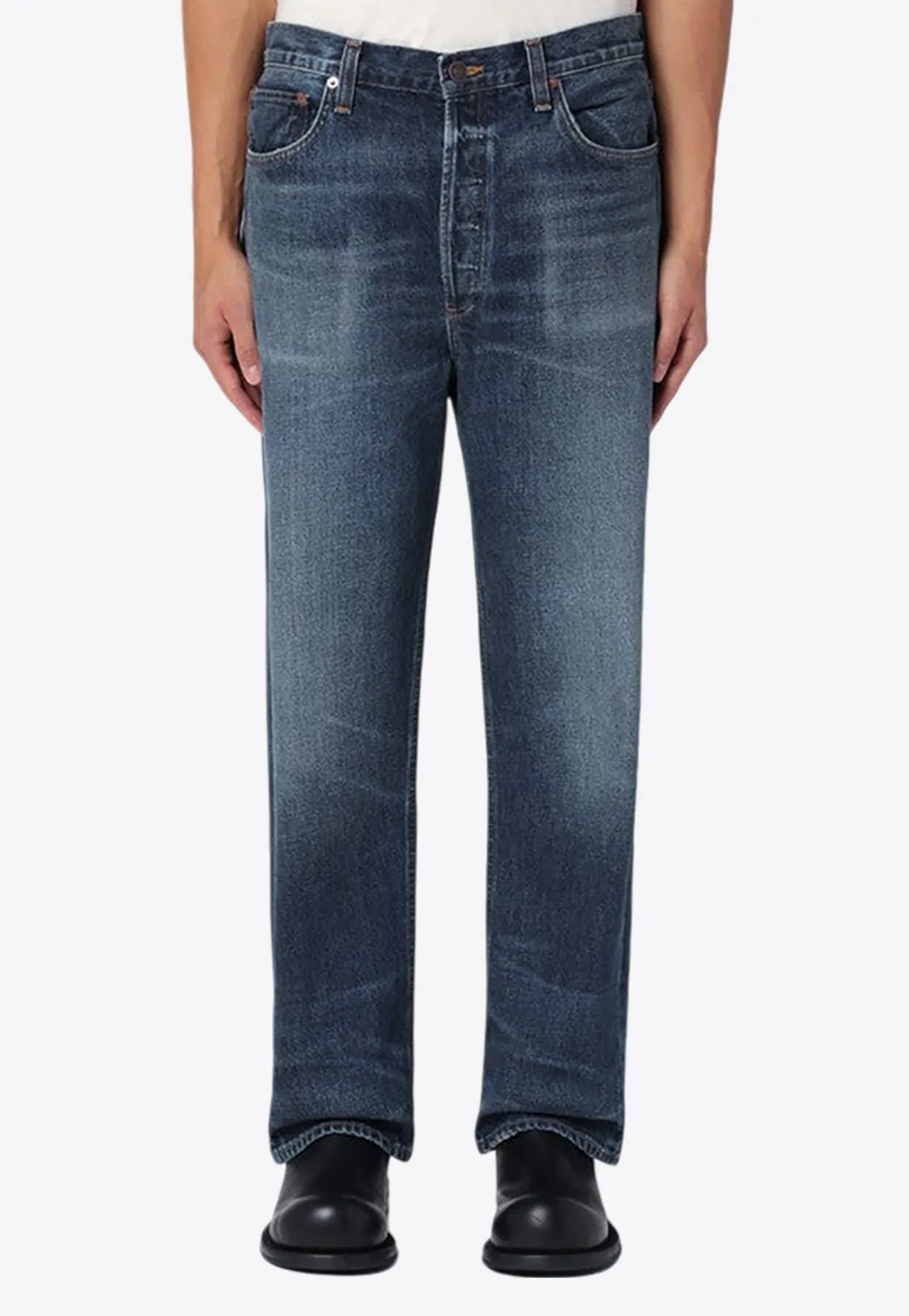 Regenerated Washed Straight Jeans