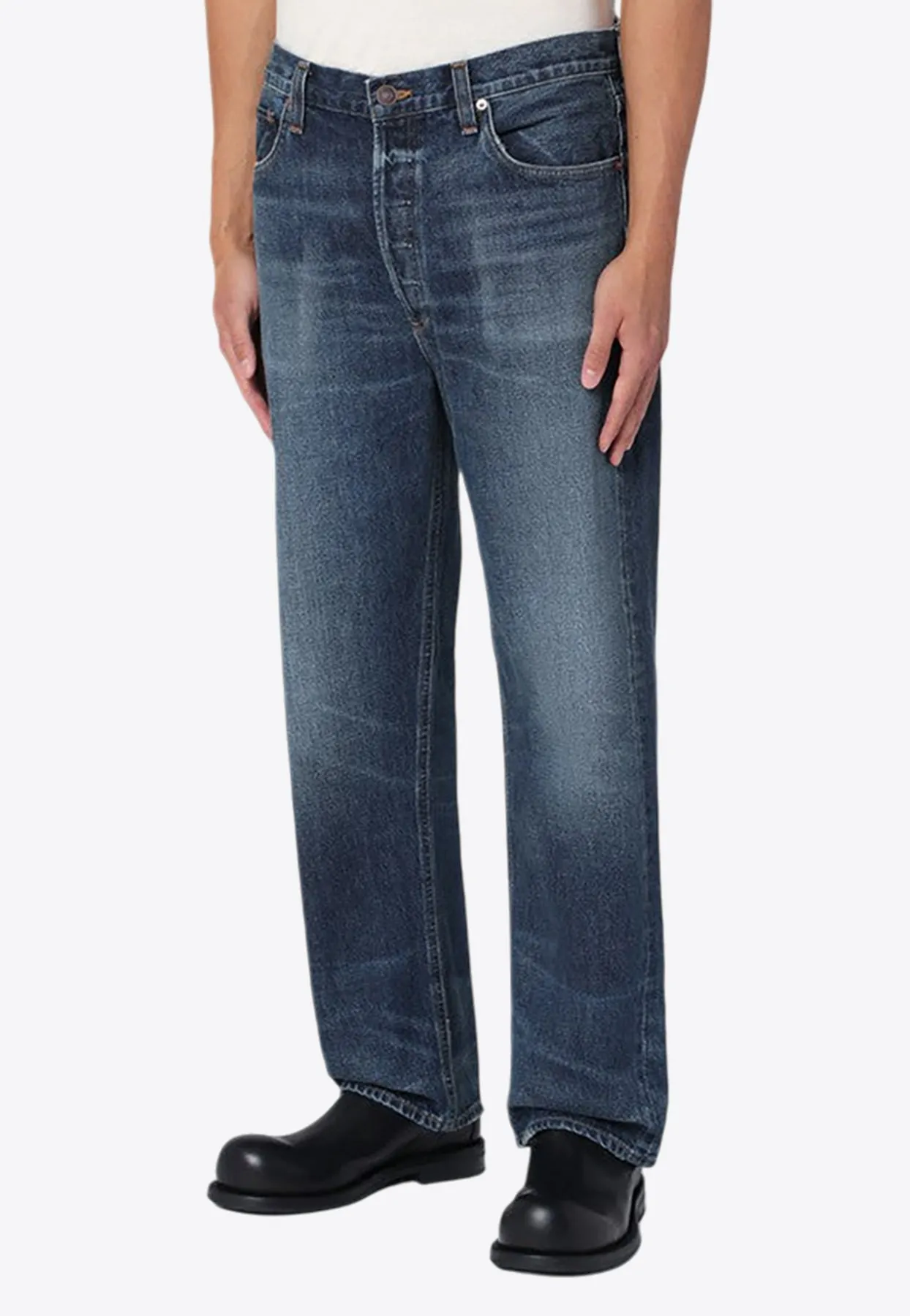 Regenerated Washed Straight Jeans