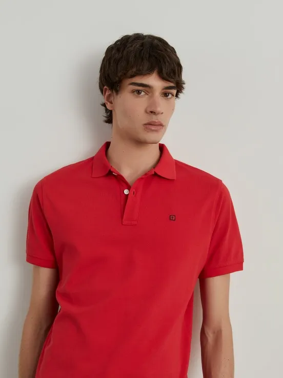 Regular fit cotton piqué polo