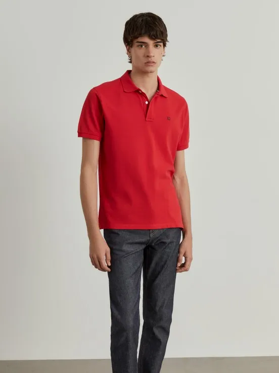 Regular fit cotton piqué polo