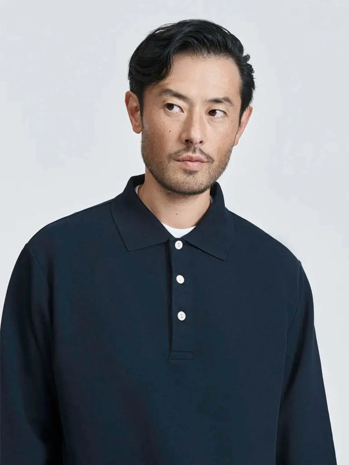 Relaxed Polo Sweatshirt - Dark Navy